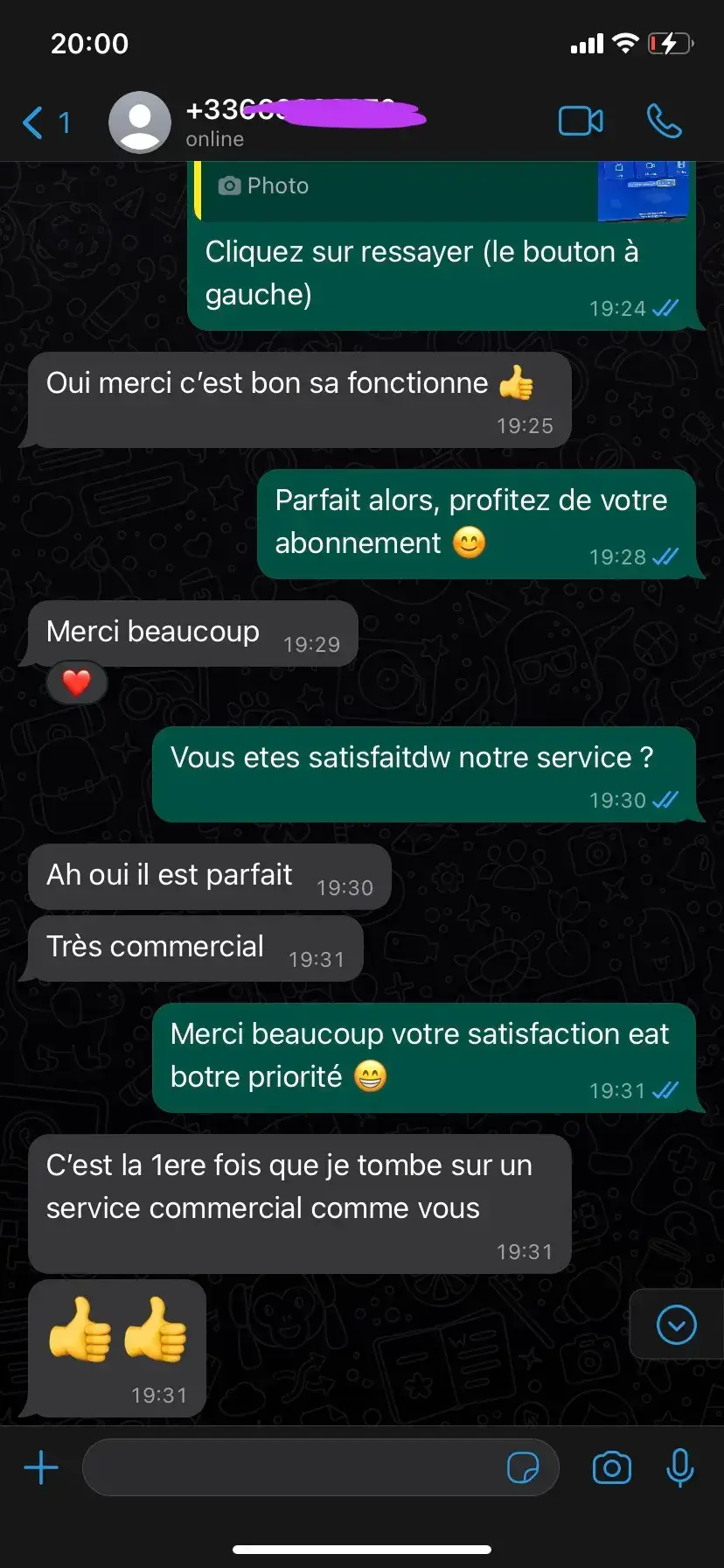 Avis WhatsApp IPTV Smarters Pro —  qualité 4K confirmée par client
